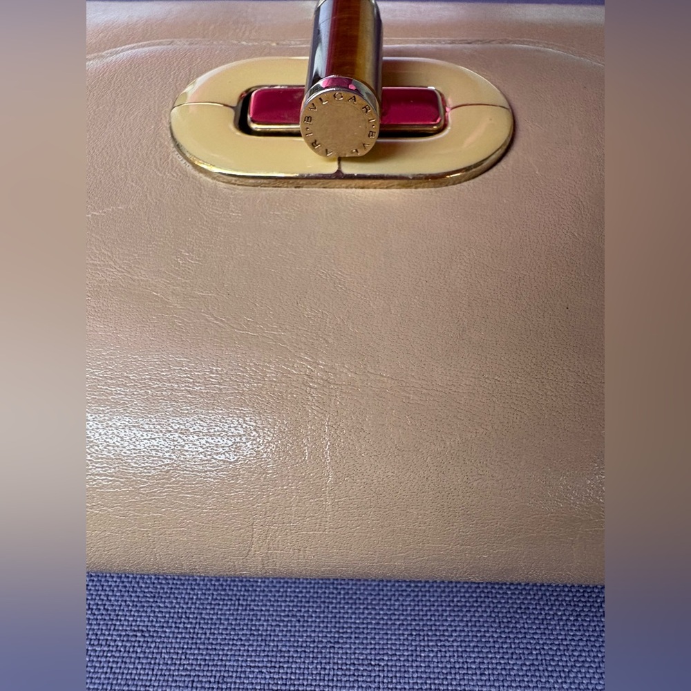 Low start Vintage BVLGARI Isabella Rossellini Beige Leather ZipAround LongWallet - Picture 8 of 15